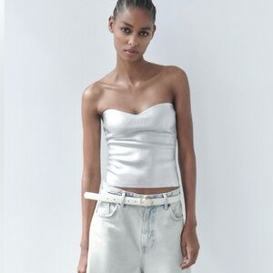 Zara Metallic Silver Tube Top